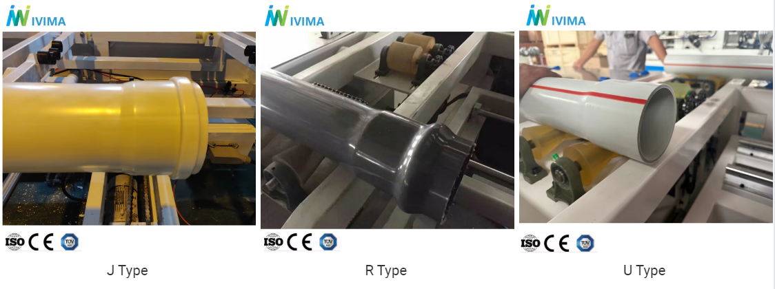 J type R type and U type socket forms produced by PVC pipe belling machine