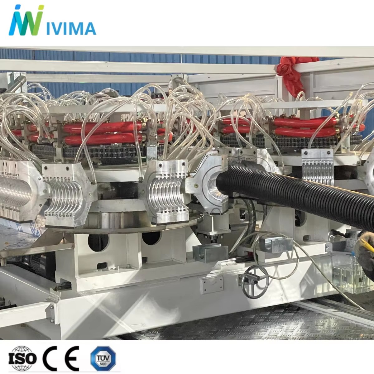 Water cooling forming machine in an HDPE double-wall corrugated pipe production line for pipe forming and cooling