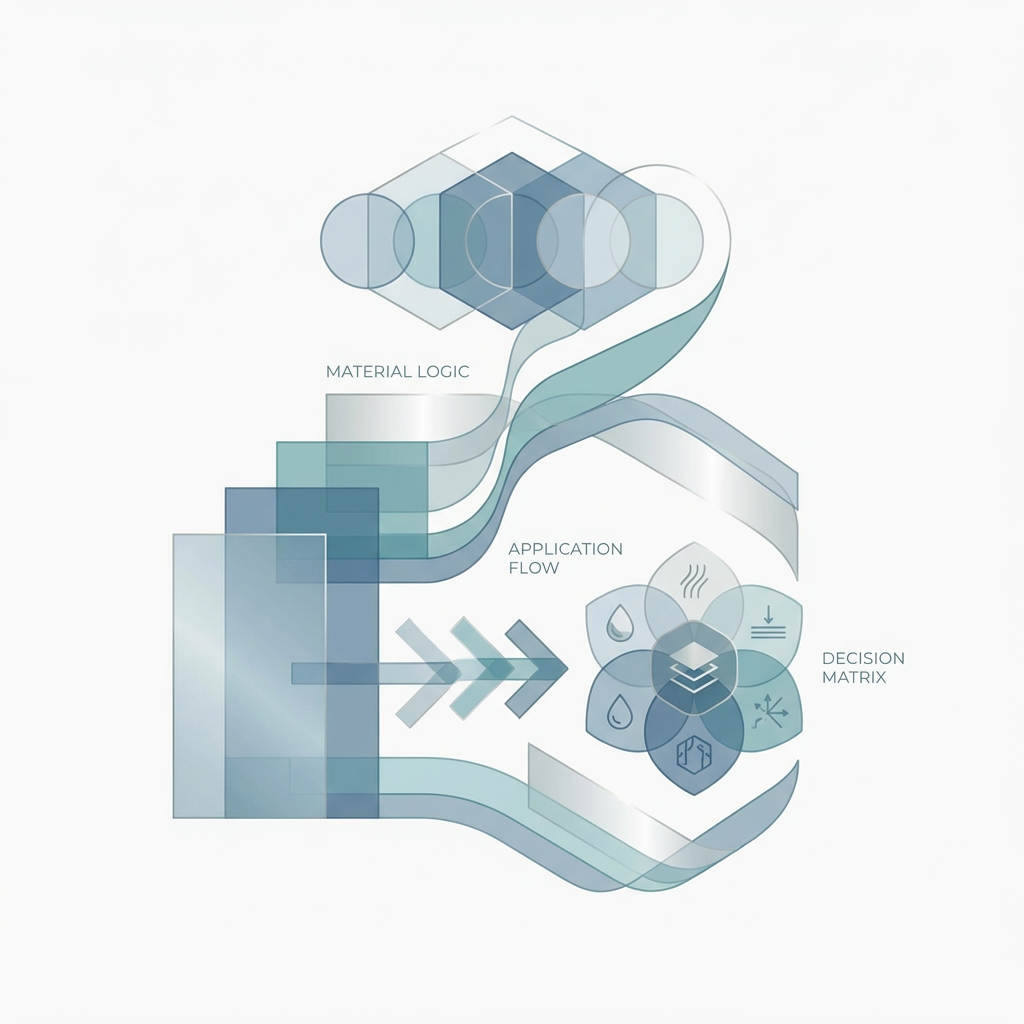 Abstract engineering illustration representing material selection logic for irrigation pipe applications