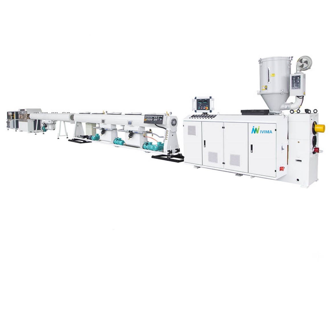 HDPE pipe extrusion cooling section and calibration tank setup