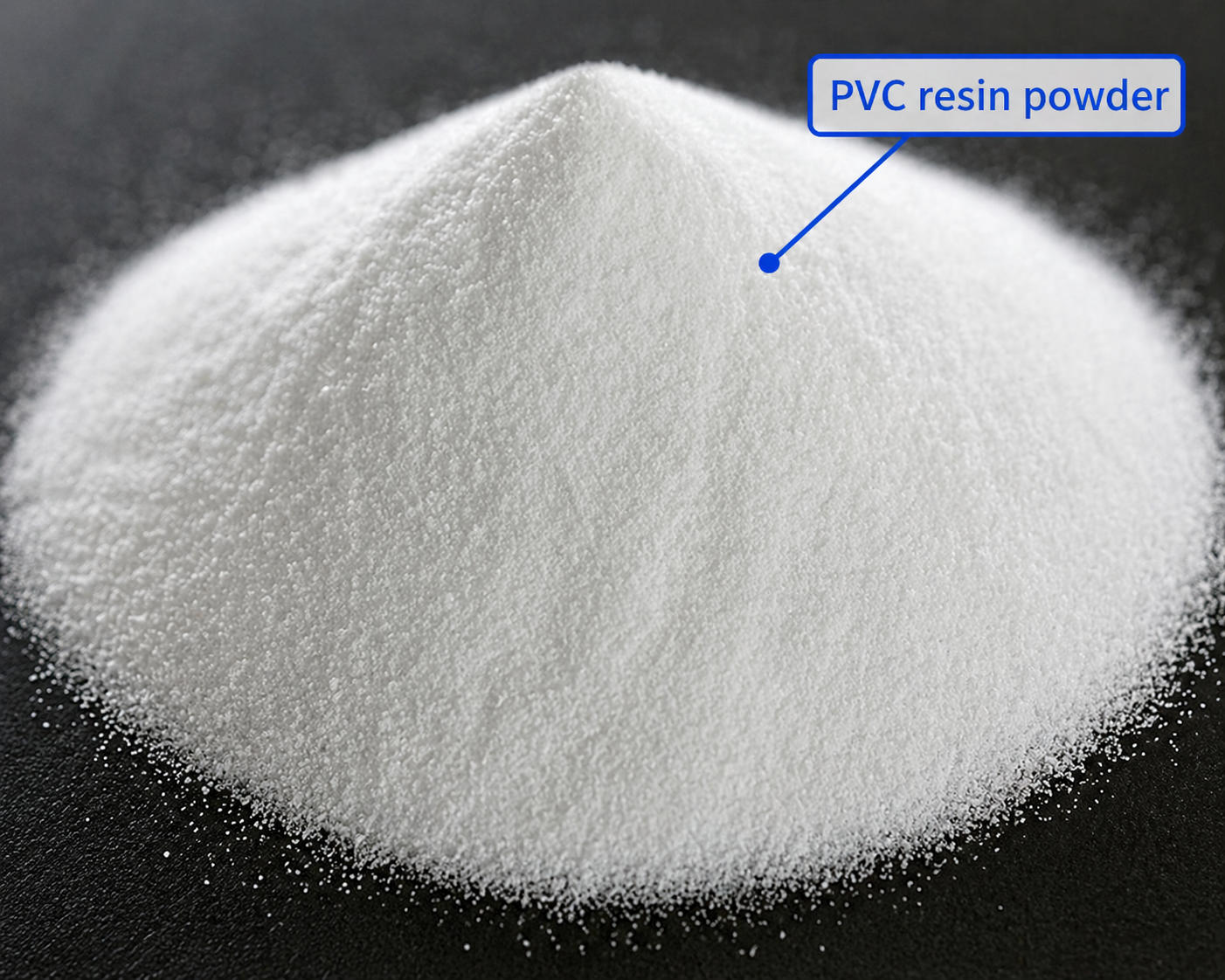High-quality pure polyvinyl chloride (PVC) resin powder K-67 used as the base polymer matrix in rigid pipe extrusion formulation.