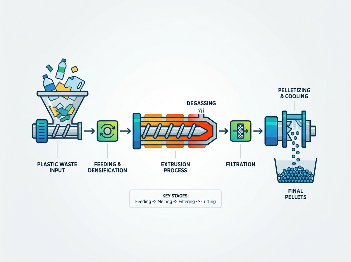Plastic Pelletizing Machine Operation